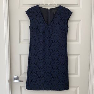 J Crew navy blue and black floral shift dress